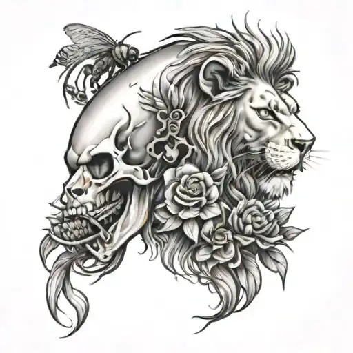 Skull Of Lion With Beehive And Bees Inside The Lions Mouth Like The Riddle Of Samson And Delilah