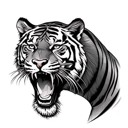 Create Tatto Of Tiger Ready For Kill