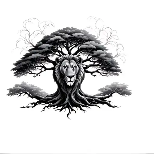 Tree Of Life With Lions Head