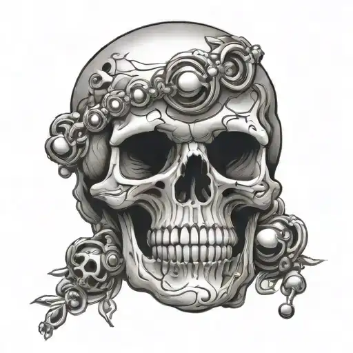 Skull With Bead Necklace