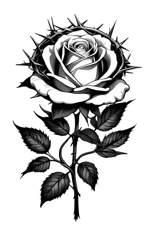 A Rose With A Crown Of Thorns On Top
