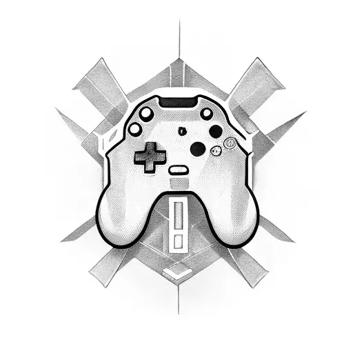 A Black-grey Tattoo Of A Video Game Controller Morphing Into A Book