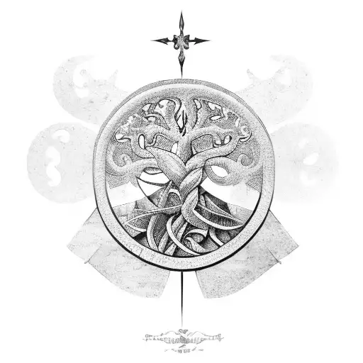 Family Tree With Viking Symbols And Names Incorporated