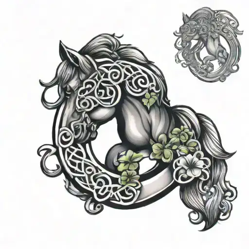 Horse Shoe With A Shamrock Intertwined