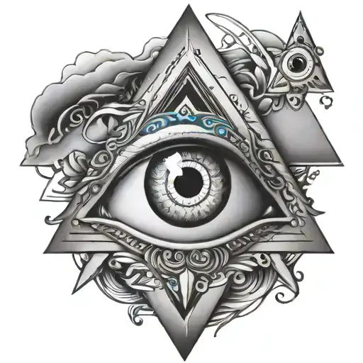 Evil Eye With Triangle Outline Intertwined
