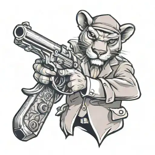 Pink Panther Whit Gun And Money