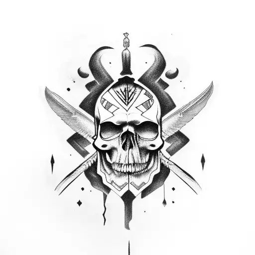 Native American Skull With Latin Phrase Oderint Dum Metuant