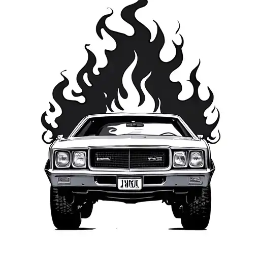70S Car On Fire