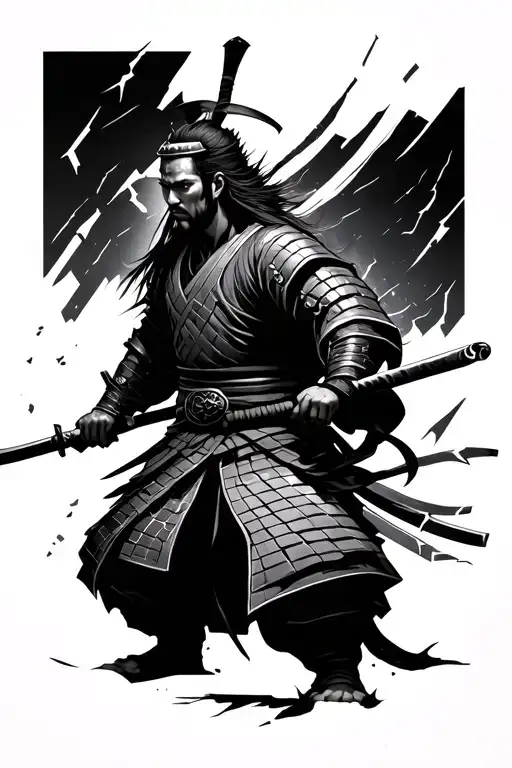 Samurai With Cracks Running Through