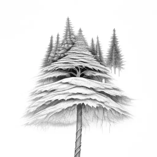 Spruce Tree With 3 Squirrles And A Bird