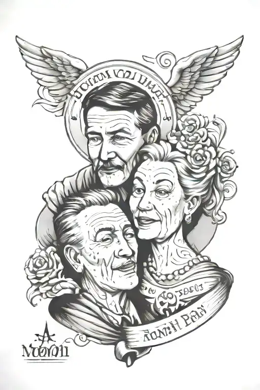 Mom And Dad With Son With A Bible Verse