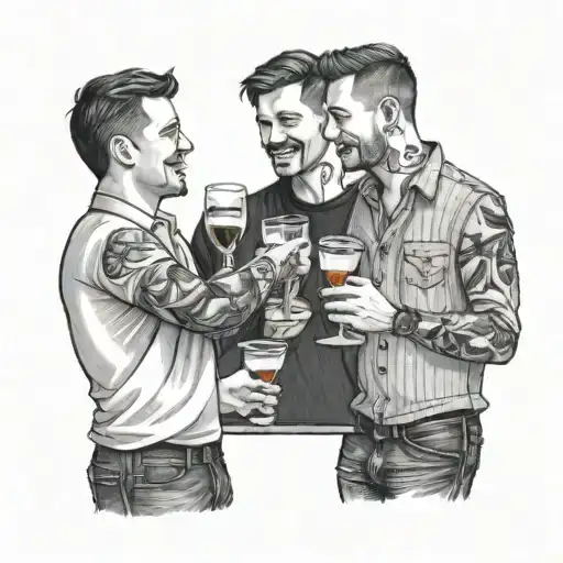 Three Male Best Friends Toasting Drinks