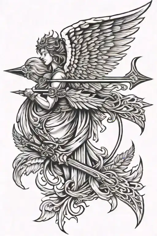 5 Arrows With Angel Wings And Lyrics On Each Side