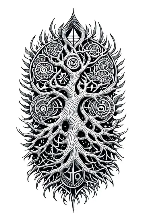 Triskel Life Tree Nordic Runes Polynesia