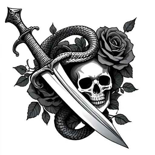 Snake Ropes Skull Roses Sword