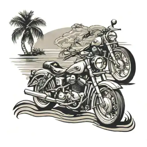 Palm Sea Beach Retro Moto