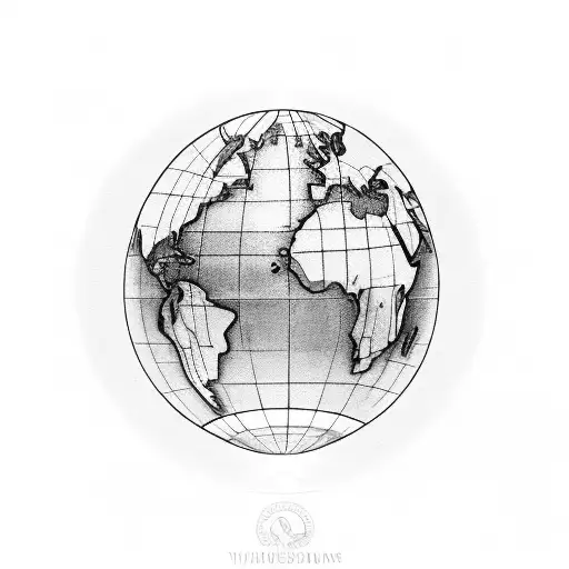 A Black-grey Tattoo Of A Globe With The Words 'The World Is Yours' Written In Elegant Script