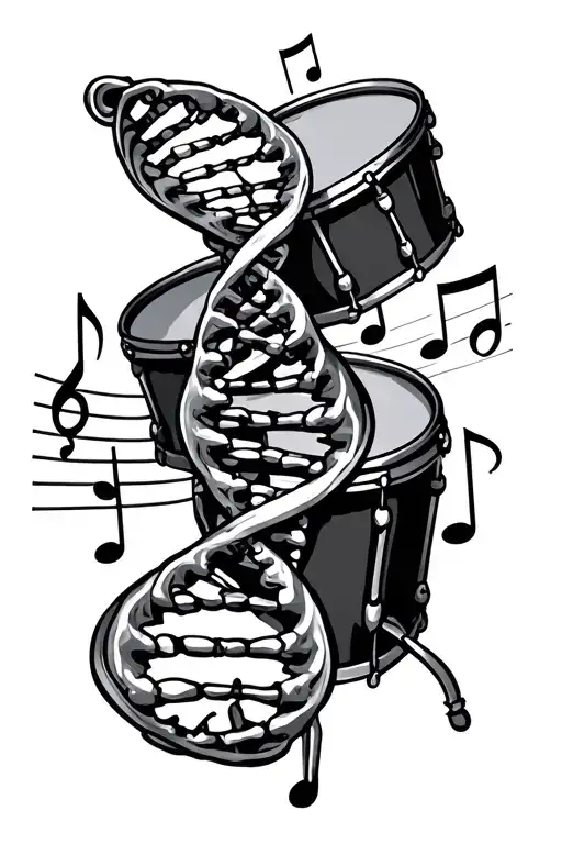 Drums Mixed With Dna And Music Note Intertwined