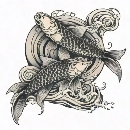 2 Koi And Water Waves