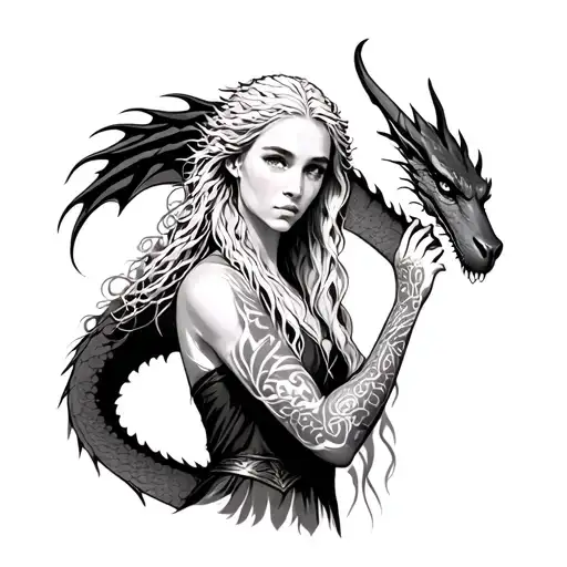Daenerys With Dragon Behind Her Back Arm