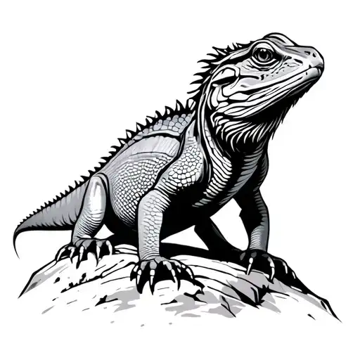 Bearded Dragon Standing On A Rock