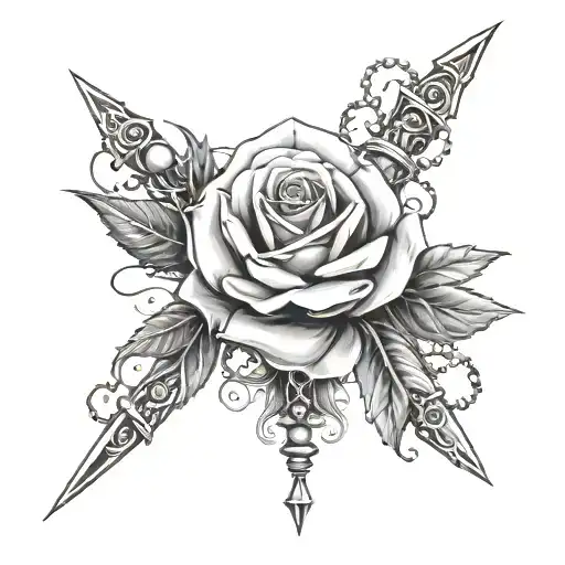 Dagger A Rose With The Rosary Wrapped