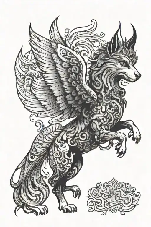 Persian Simurgh Dog Full Figure