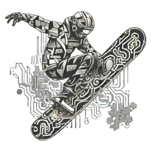 An Intricate Snowboarder Carving Through A Forest Of Circuit Boards
