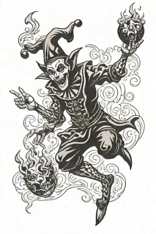 Creepy Jester Juggling Fire