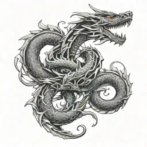 Black And Blue Dragon Intertwined
