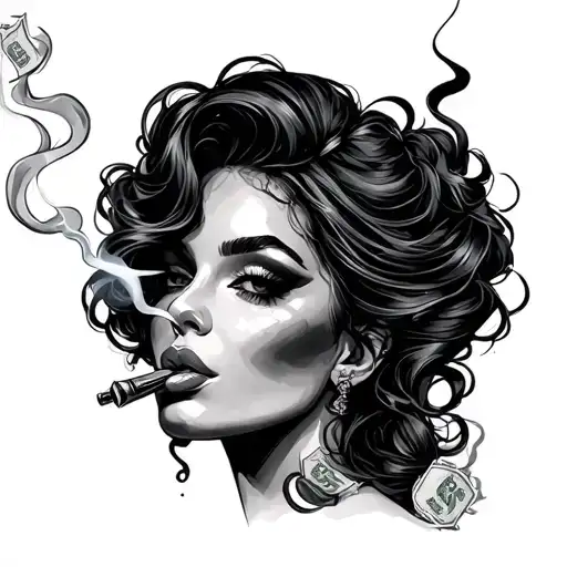 Women Smoking With Money