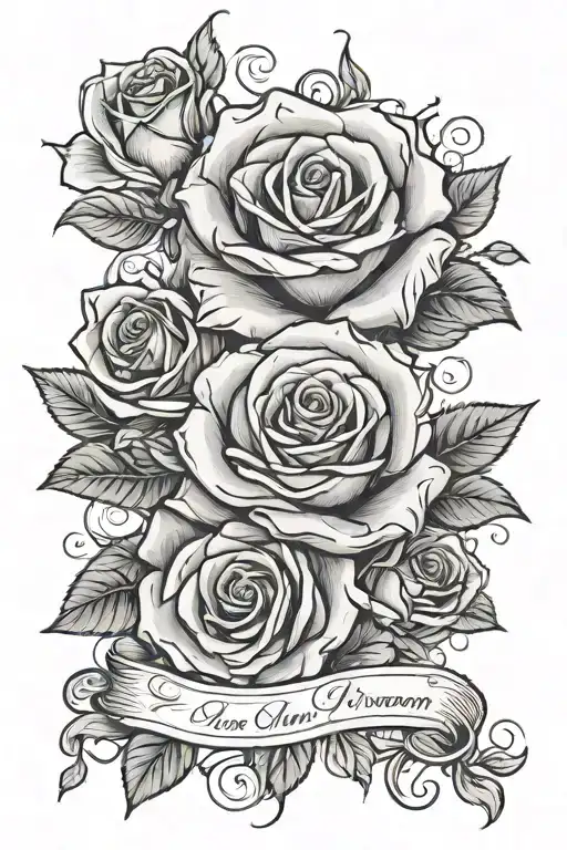 Roses With Scroll Wrapped With Name And Date