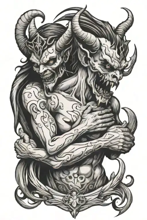 A Demon And An Angle Outlining A Heart