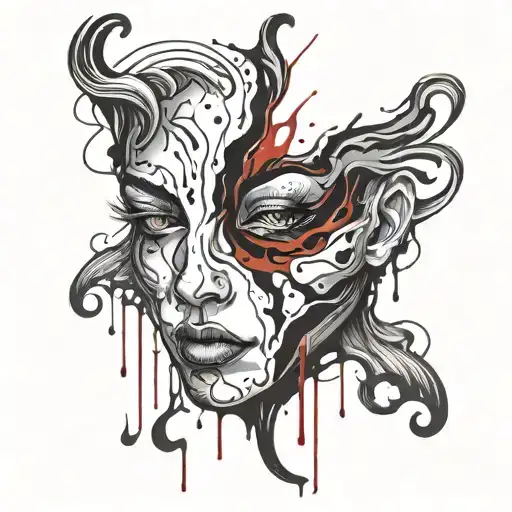 Abstract Face Dripping Blood