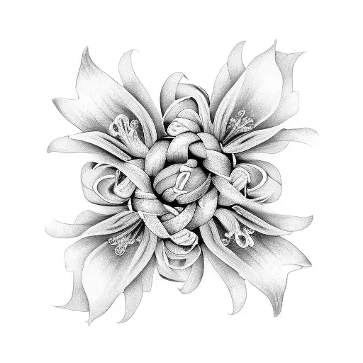 Lily Flowers Intertwined With Hip Hop Symbols In A Black-grey Style