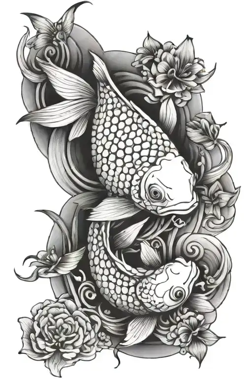 Koi Fish And Butterflies