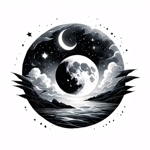 Sky And Moon Surrounded