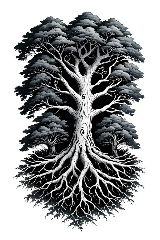 Full Tree With Triskelion Roots