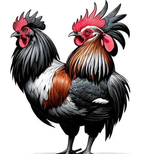 Rooster Fighting Each Other One