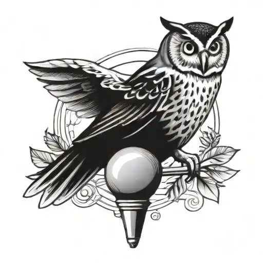 Bowling Pin And Owl Perched