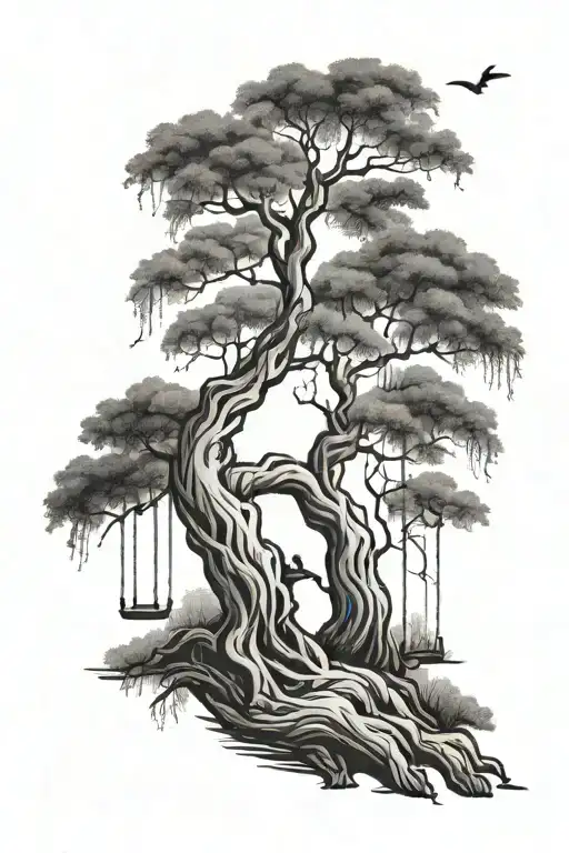 Willow Tree With Swing