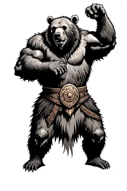 Viking Fighting Bear Standing