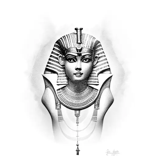 An Elegant Egyptian Goddess Adorned With Black-grey Shading