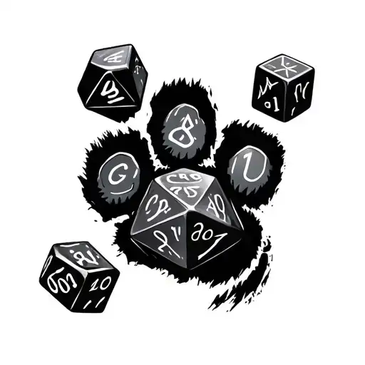 D20 Dice Inside A Black Leopard Paw Print