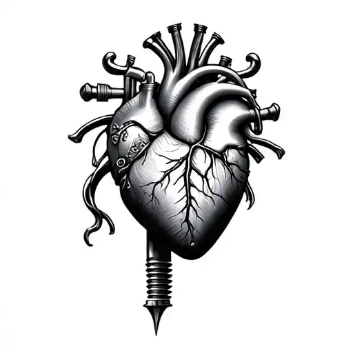 Biomechanical Anatomical Heart Shaped Tattoo Gun