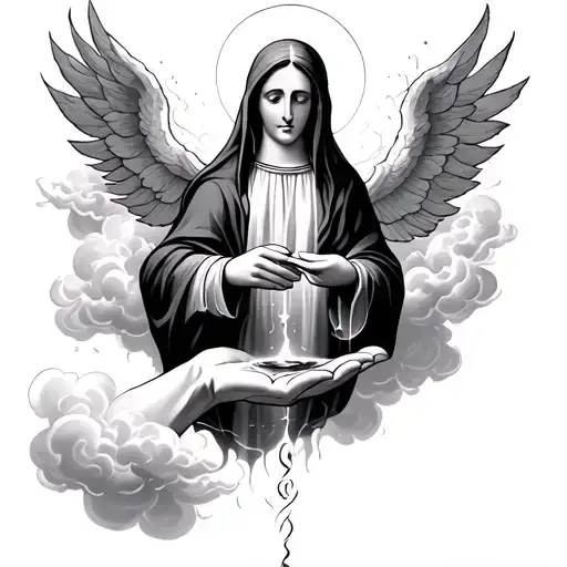 Clouds Surrounding Mother Mary As She Drops The Roasry In My Hand