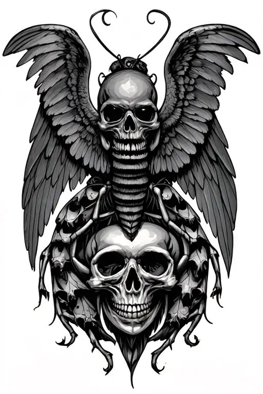 The Angel Of Death Moth With Skulls