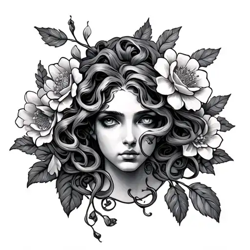 Basic Medusa With Flowers Blooming