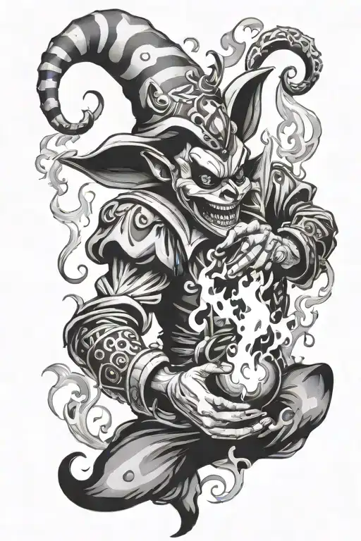 Evil Jester Juggling Fire