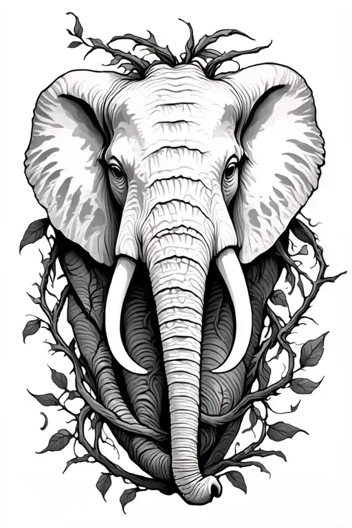 Elephant Spine Tattoo With Vines Wrapped Loosely